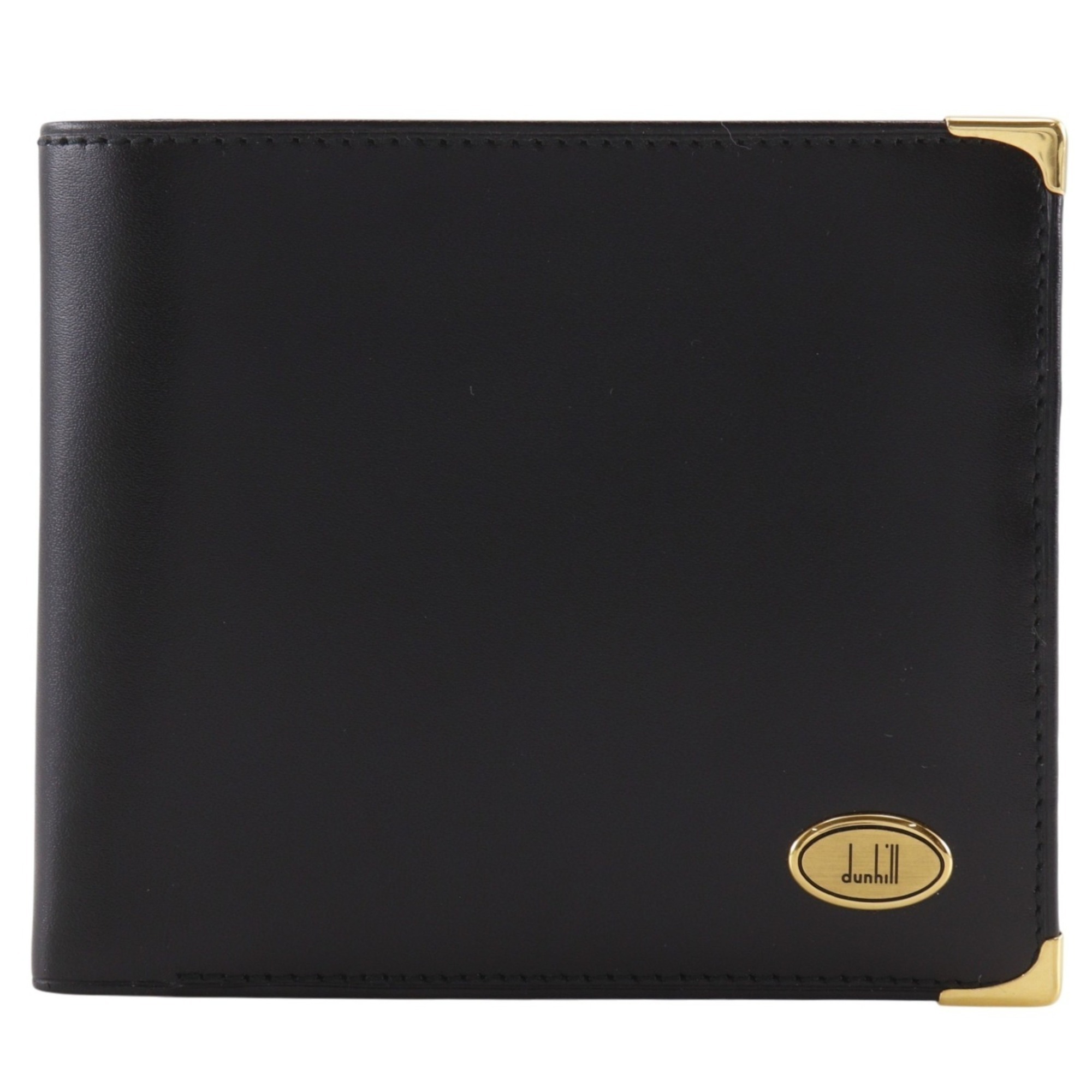 Dunhill Logo Bi-Fold Wallet, Calfskin, Black, Men's.